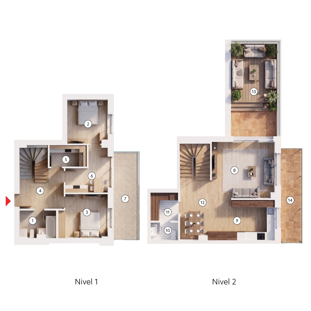 plan apartament Duplex Tip 1