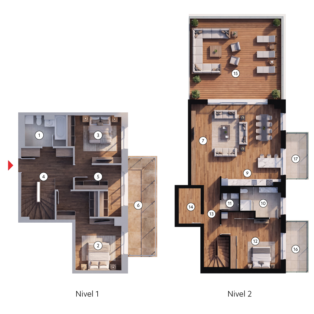plan apartament Duplex Tip 6