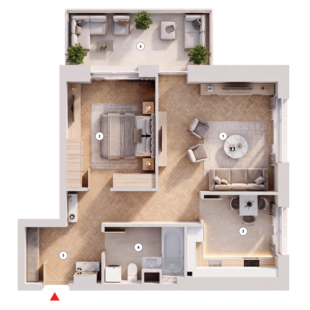 plan apartament Apartament 2 camere tip 2G
