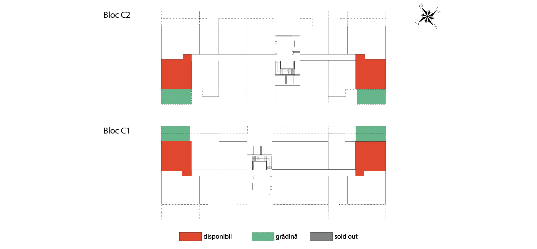 pozitionare apartament Apartament 2 camere tip 2G cu grădină