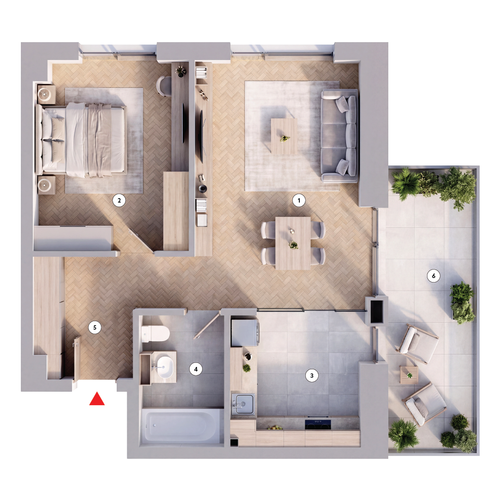 plan apartament Apartament 2 camere tip 2H