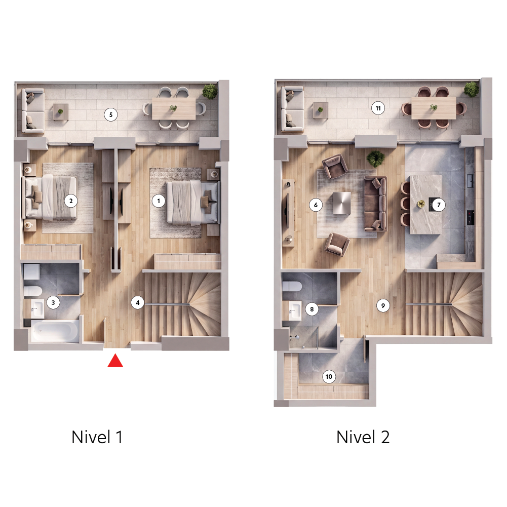 plan apartament Duplex Tip 1