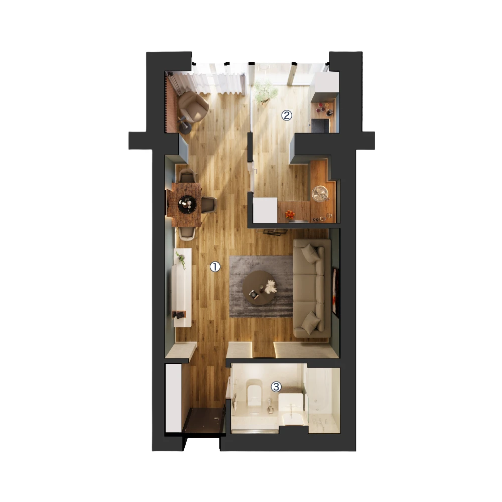 plan apartament Garsonieră tip 1A