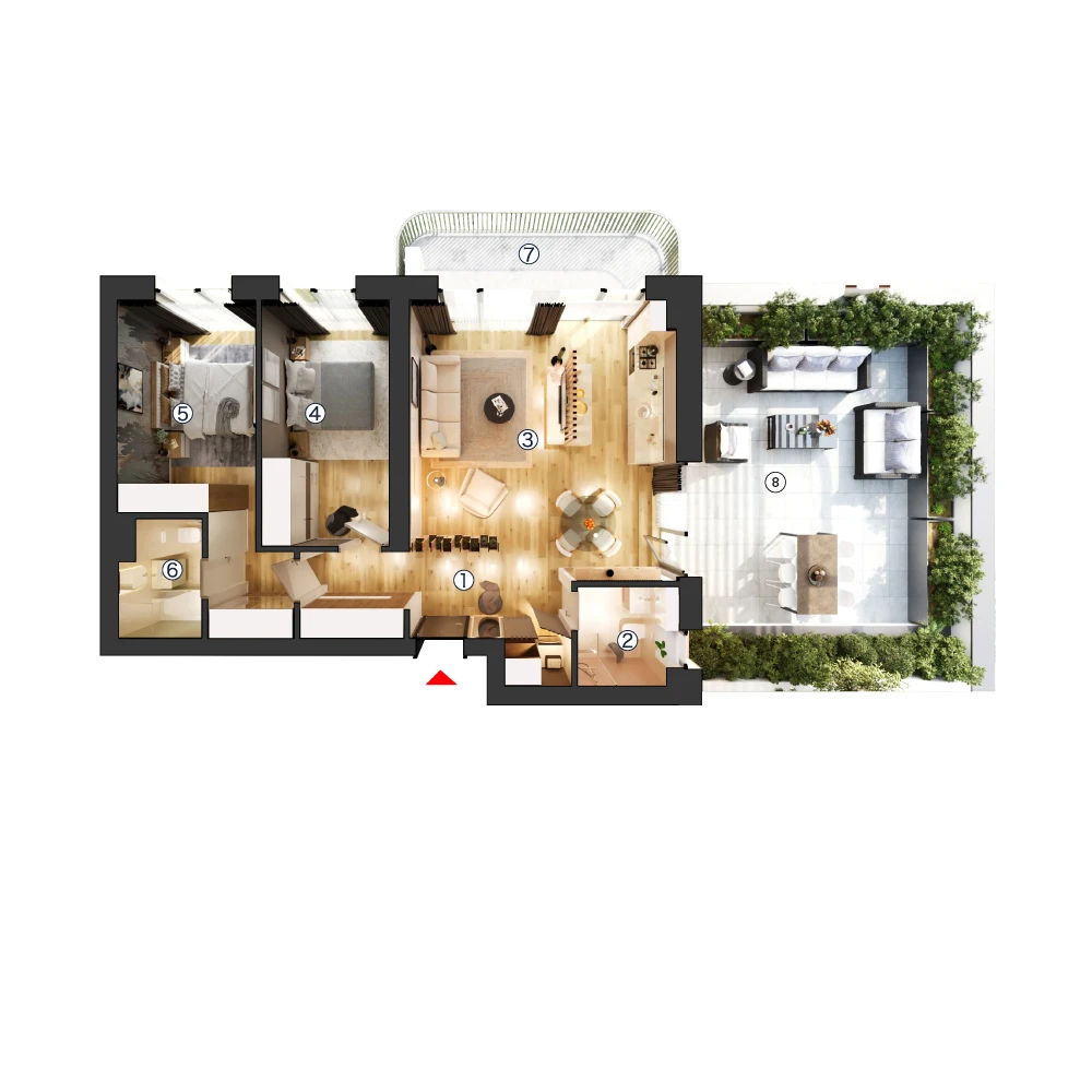 plan apartament Apartament 3 camere tip 3C