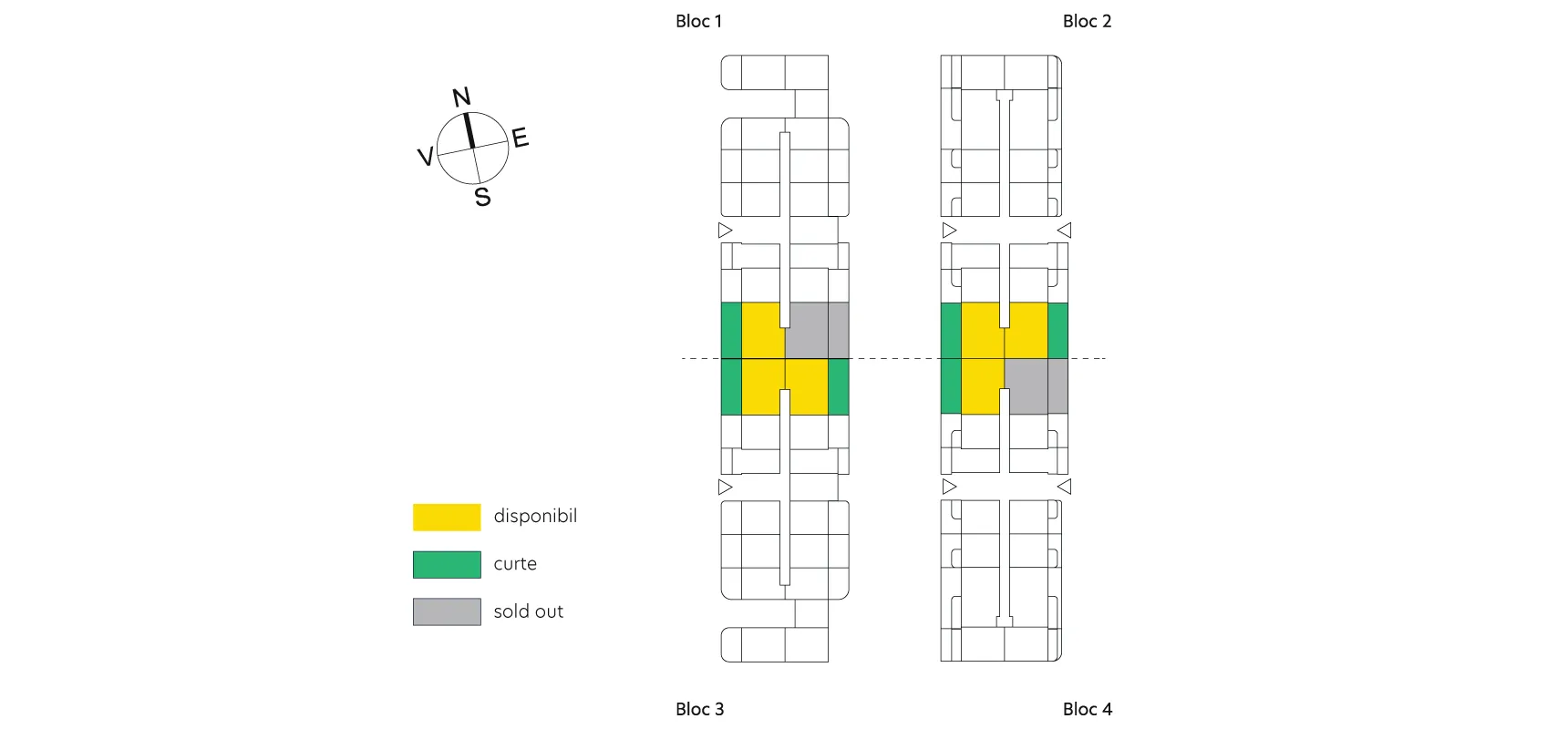 pozitionare apartament Apartament 3 camere tip 3B cu grădină