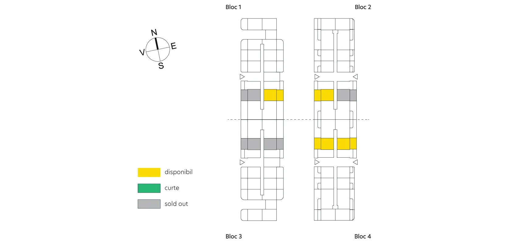 pozitionare apartament Studio dublu tip 2B cu grădină