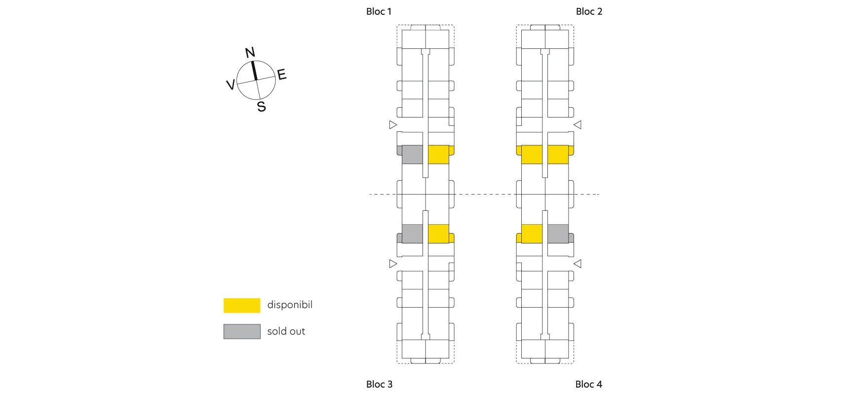 pozitionare apartament Studio dublu tip 2B