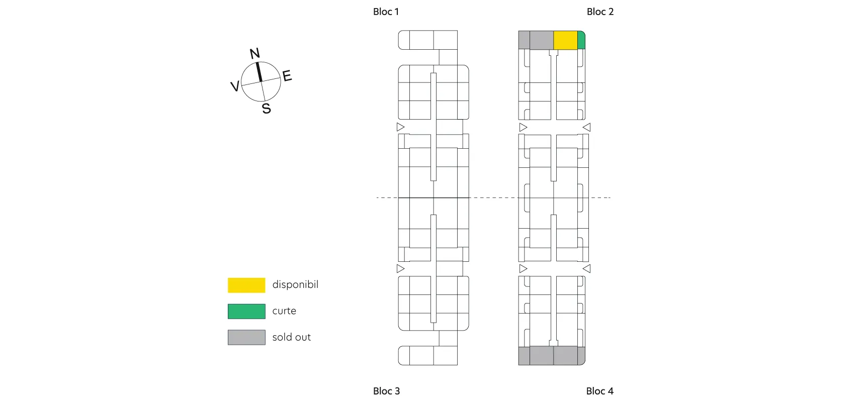 pozitionare apartament Studio dublu tip 2C cu grădină