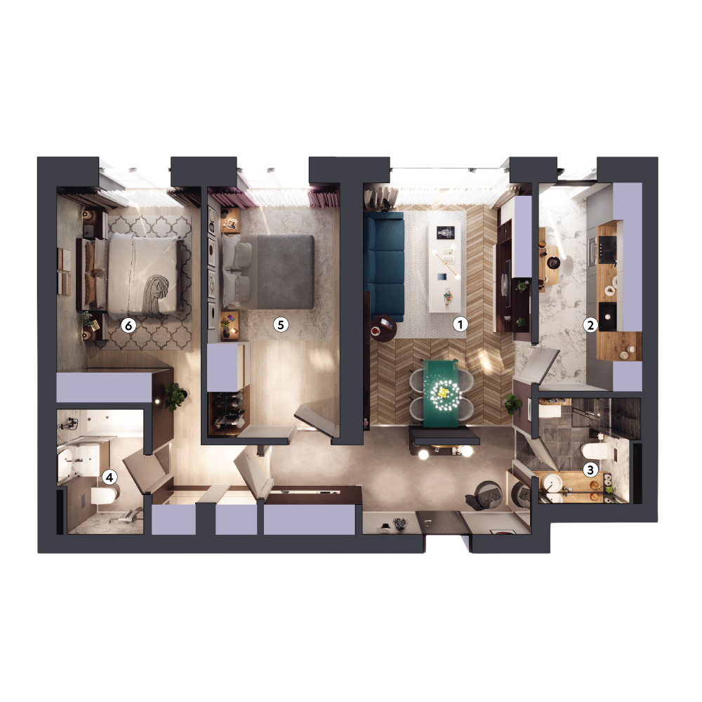 plan apartament Apartament 3 camere tip 3A parter