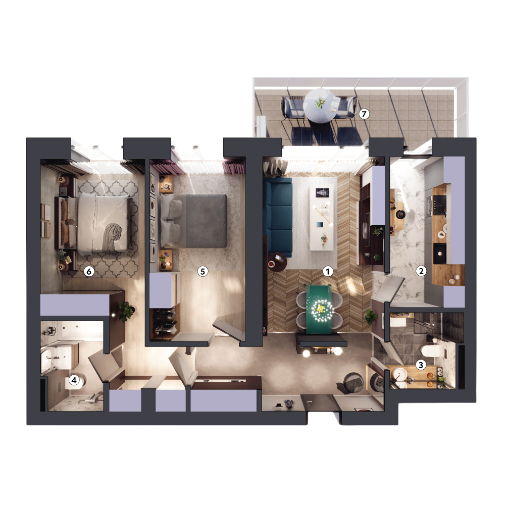 plan apartament Apartament 3 camere tip 3A etaj