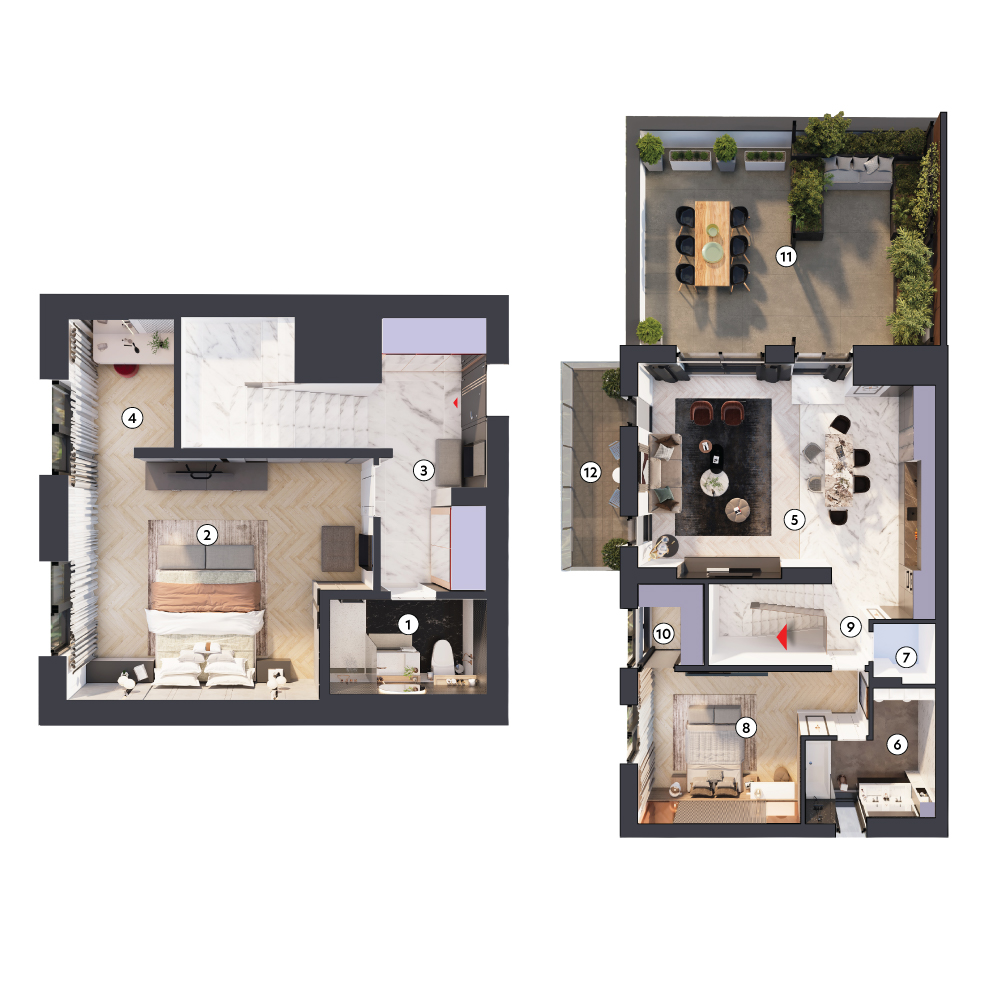 plan apartament Duplex tip 1