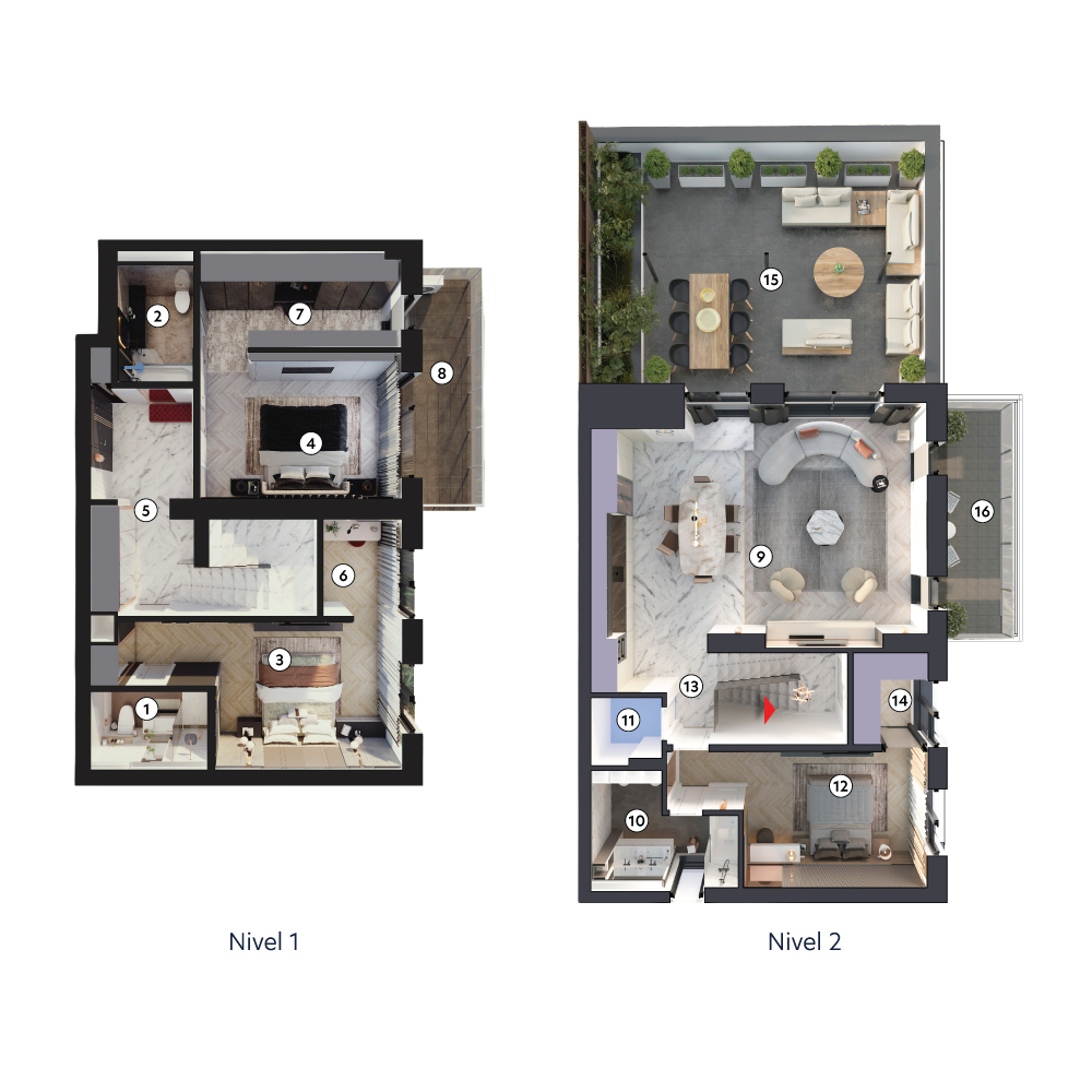 plan apartament Duplex tip 2