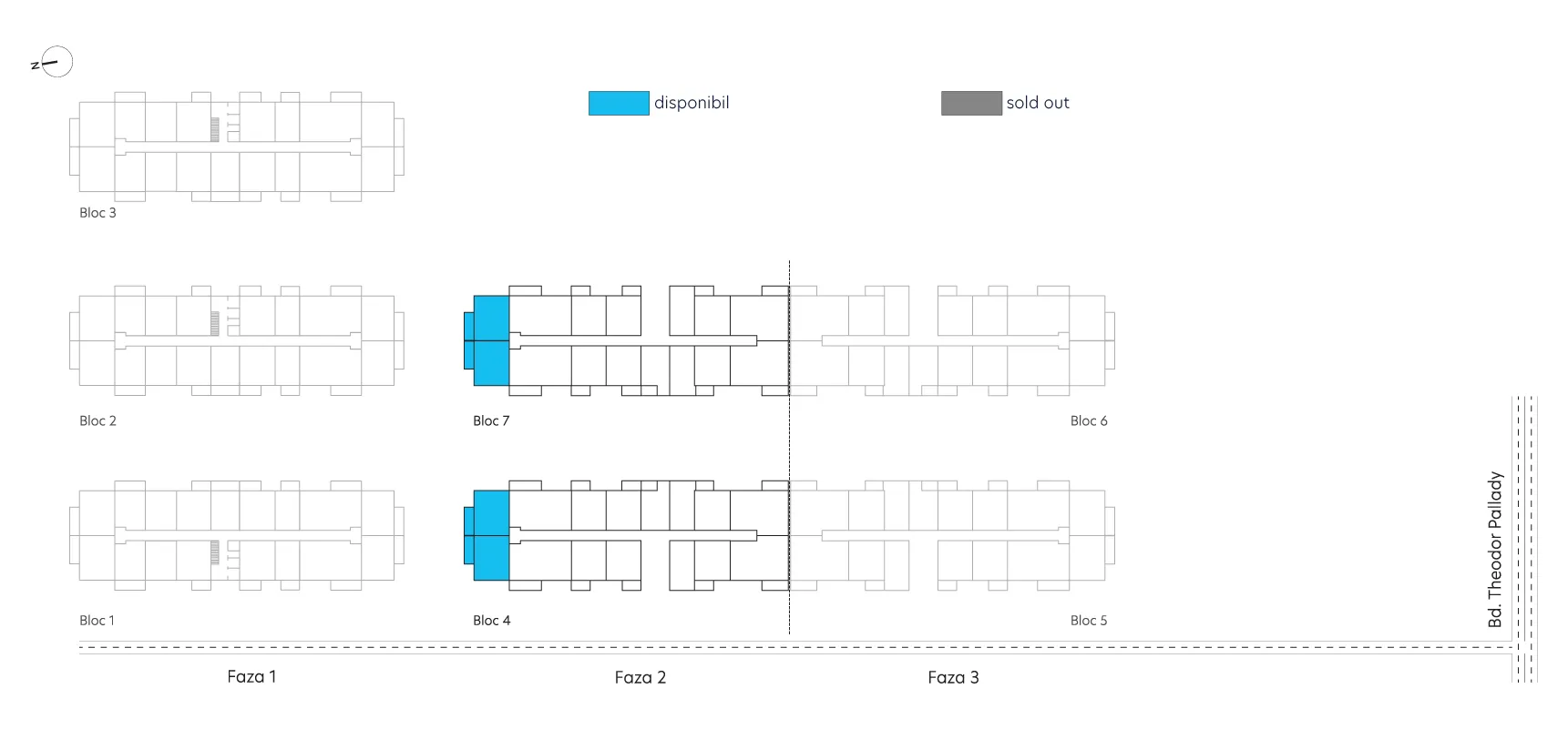 pozitionare apartament Studio dublu tip 2D etaj