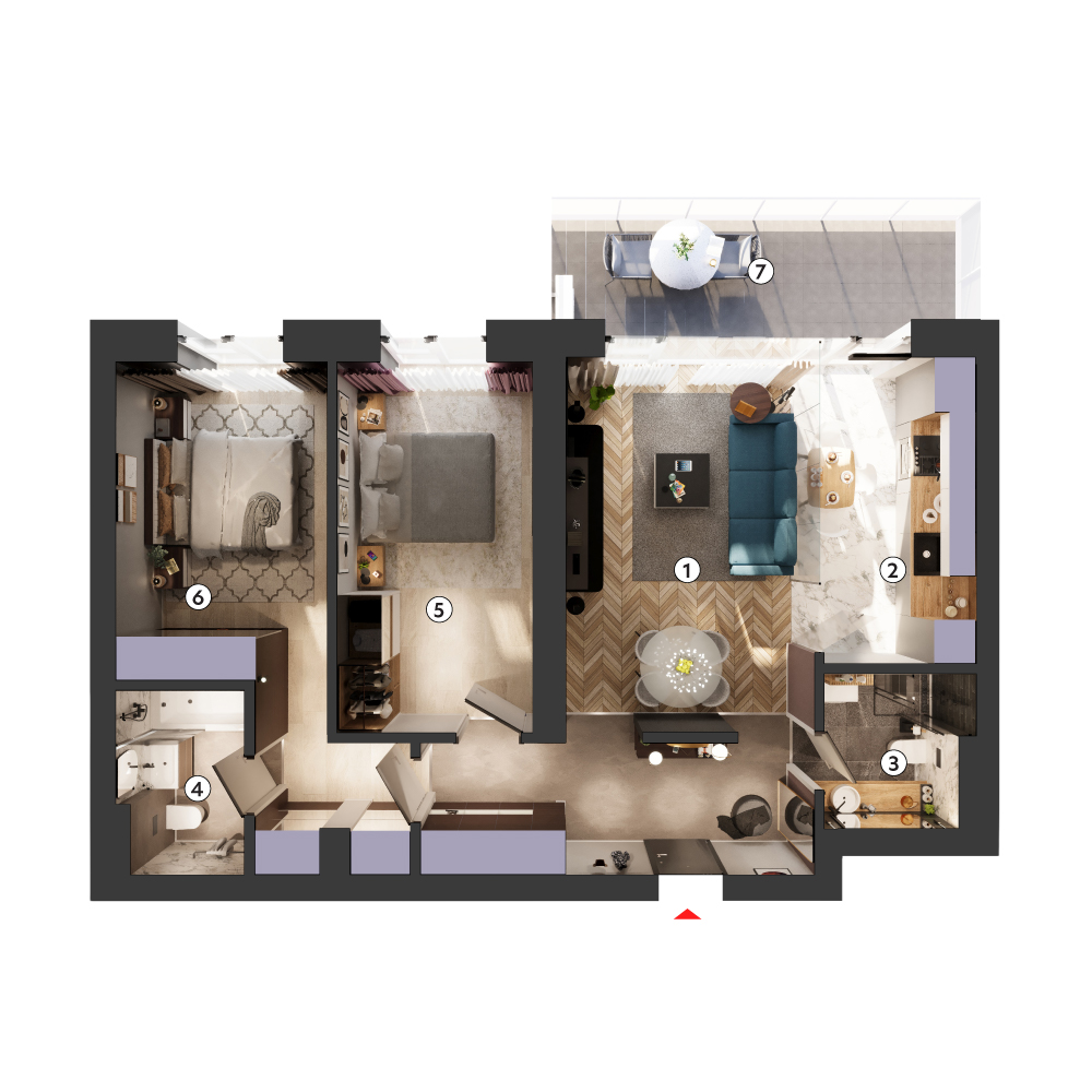 plan apartament Apartament 3 camere tip 3A etaj