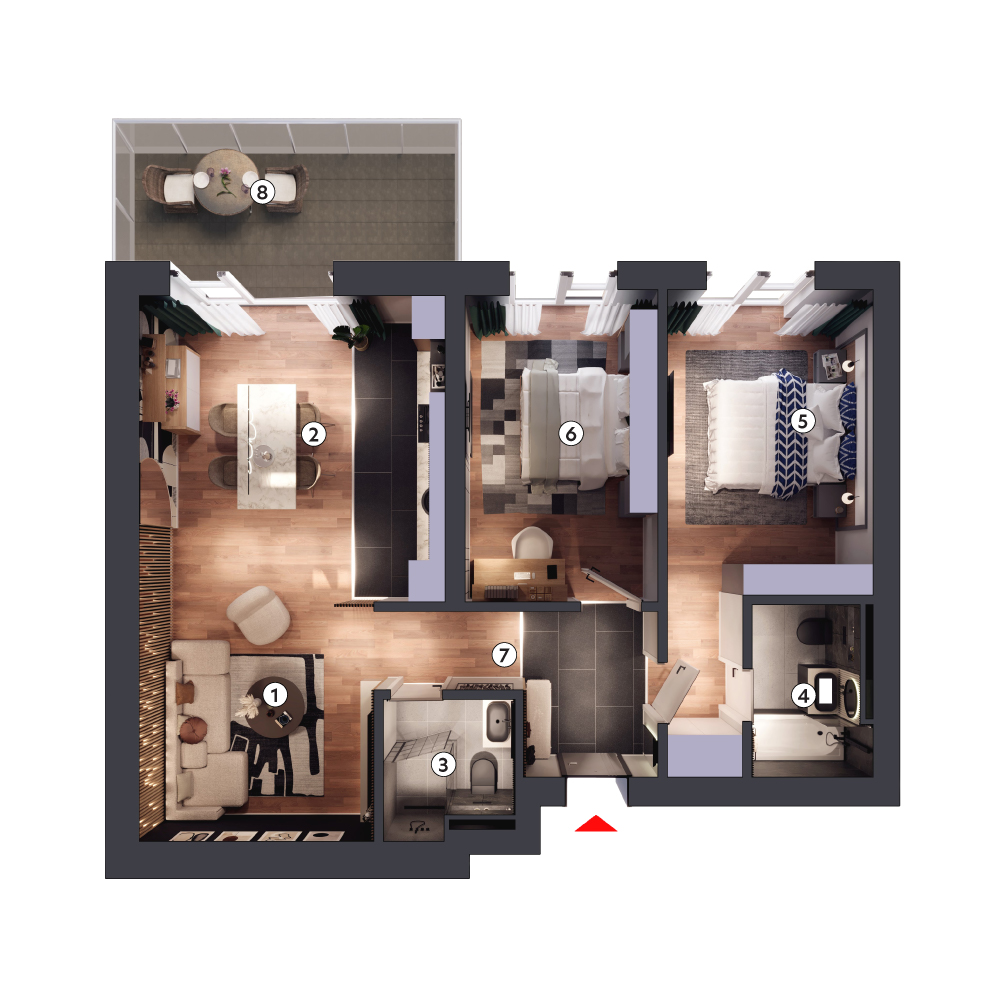 plan apartament Apartament 3 camere tip 3B etaj