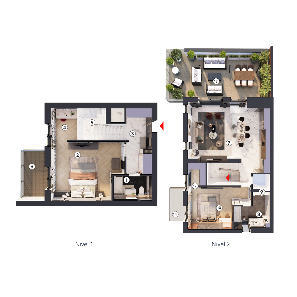 plan apartament Duplex tip 1