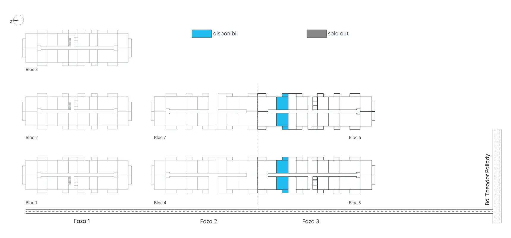 pozitionare apartament Studio dublu tip 2B etaj