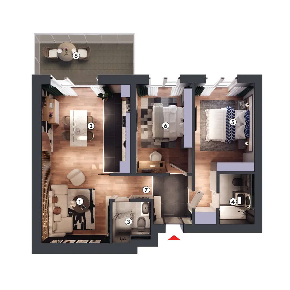 plan apartament Apartament 3 camere tip 3B etaj