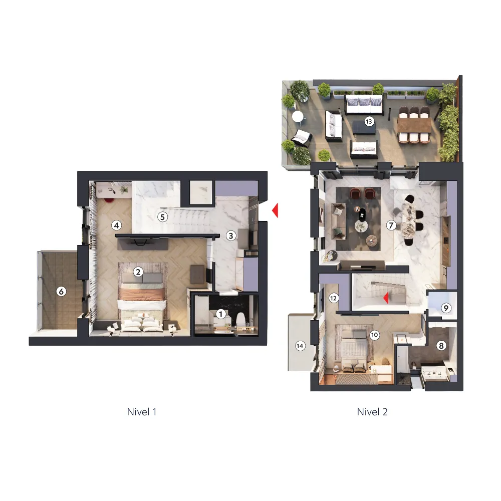 plan apartament Duplex tip 1